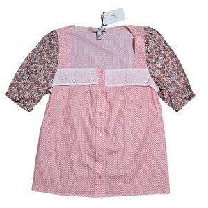 HALSTON Poplin Square Neck Blouse Womens Small